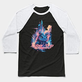 Colorful Neon Cyberpunk Style Frog - Cyber Drip Baseball T-Shirt